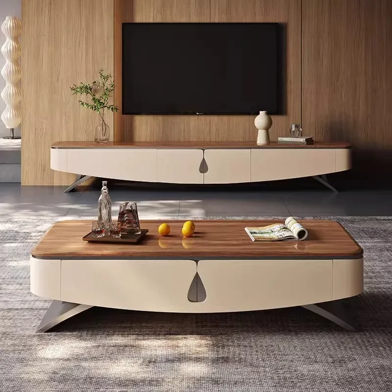 Italian minimalist light luxury solid wood coffee table TV cabinet simple modern high-end suspended creative water drop