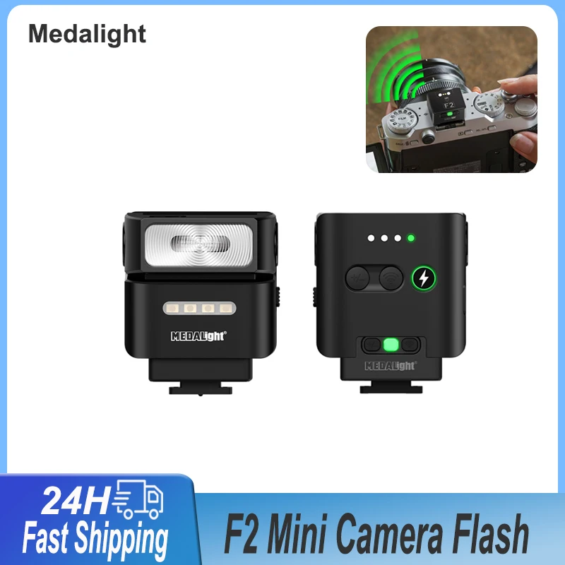 Мини-вспышка-вспышка MEDALight F2, светильник для камеры с беспроводной передачей для Canon, Nikon, Sony Olympus, уличный светильник для видеоблогов