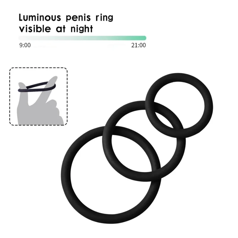 3Pcs Silicone Cock Ring Penis Ring Luminous Sex Toys For Men Delay Ejaculation Testicle Ball Stretcher Erection Sex Products