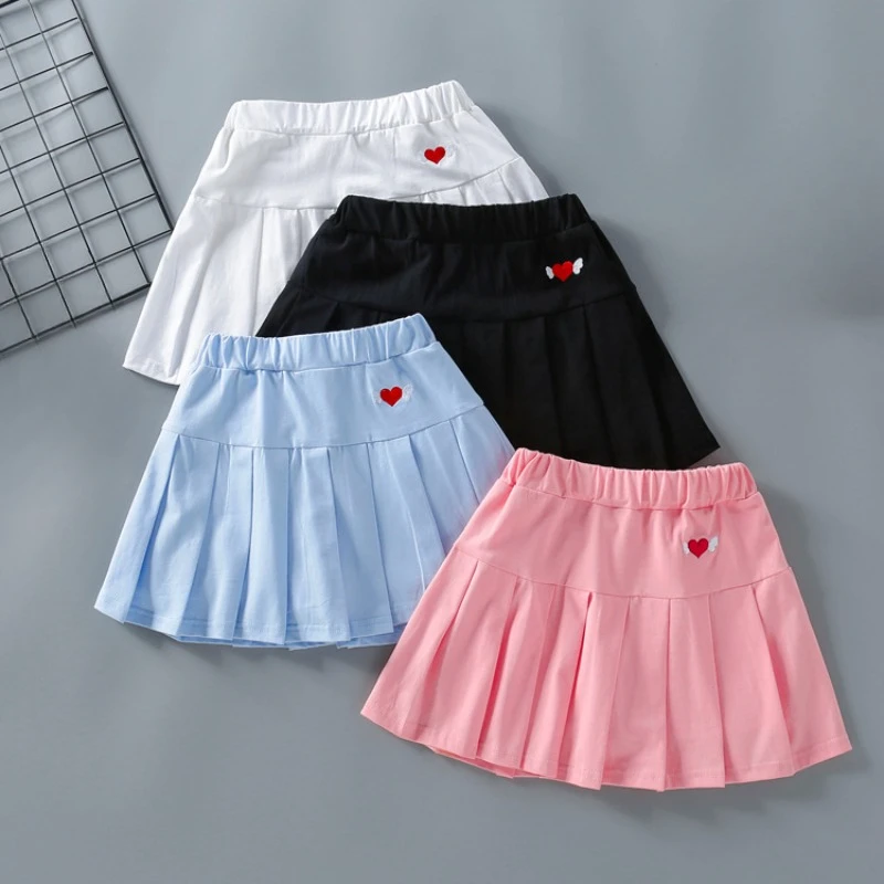 

Girls' Pleated Skirt Summer Thin Icy Silk Sports Short Skirt for Kids School Tennis Volleyball Dance Group Short Skirt 4-12 Year