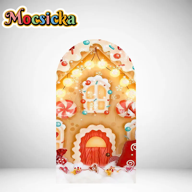 Christmas Double Sided Arch Cover Photography Background Family Holiday Party Decoration Supplies Happy New Year Backdrops