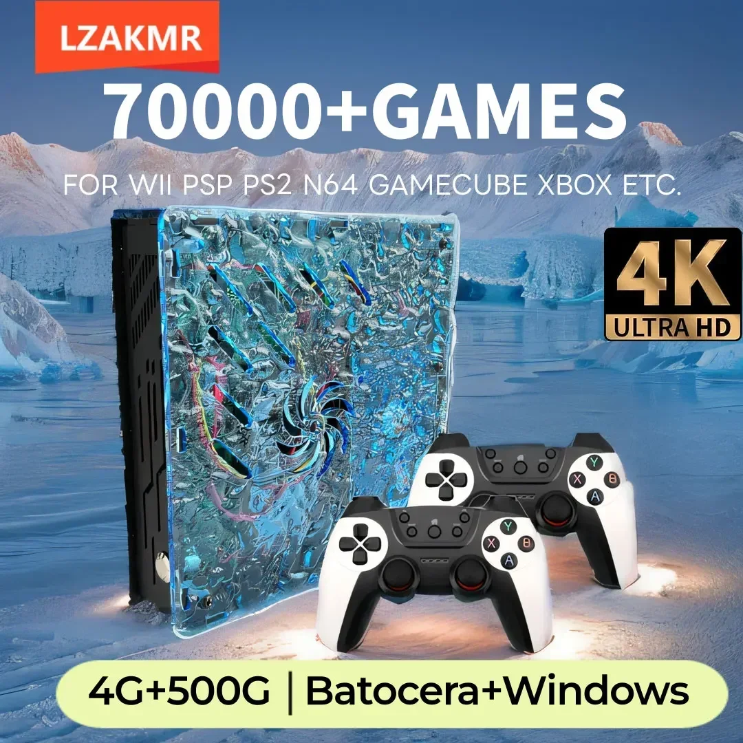 

LZAKMR X10 Upgrades Home Game Box 500G 70000+ Games Support 60 Emulators 4K HD Display Retro Console For N64 PSP GAMECUBE