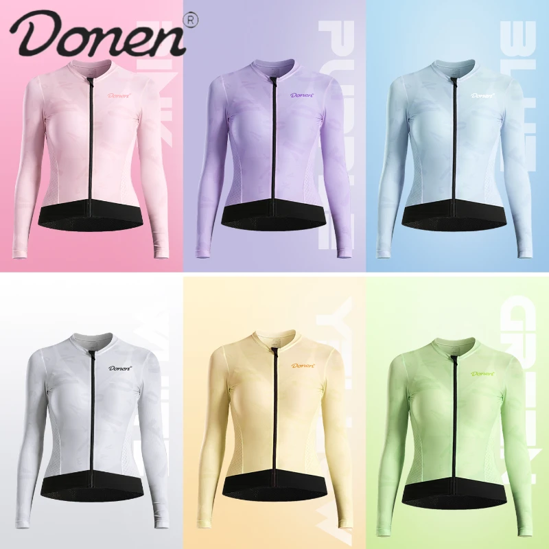 

DONEN велосипедный трикотаж, дышащая, быстросохнущая, велосипедная рубашка с длинными рукавами, рубашка для шоссейного велосипеда, летняя женская одежда для езды на велосипеде