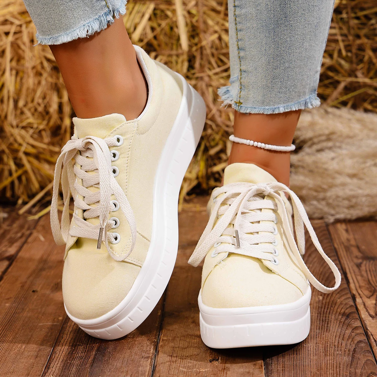 Damenmode, lässige, vulkanisierte Schuhe, Damen-Outdoor-Wanderschuhe, atmungsaktive Damen-Sneakers mit Keilabsatz, Zapatillas Mujer. – Detail 6