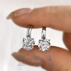 DW Luxury 1CT Moissanite Diamond Hoop Earrings for Women Real 925 Sterling Silver Plated 18k White Gold Wedding Fine Jewelry
