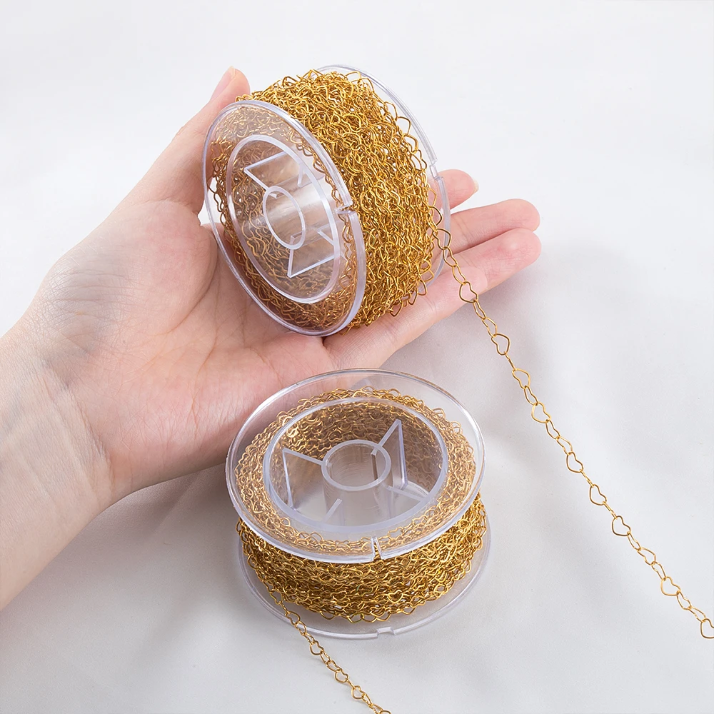 1 متر الفولاذ المقاوم للصدأ هندسية الجوف شقة الحب سلسلة DIY بها بنفسك زوجين هدية قلادة سوار صنع المجوهرات الملحقات #3