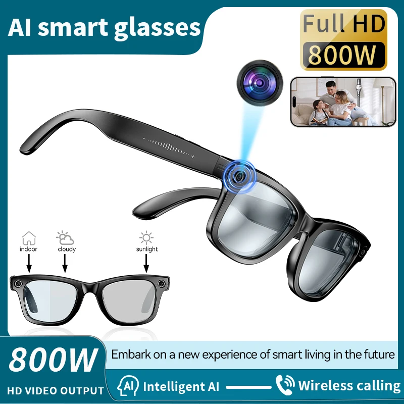 

New Ultra AI Smart Glasses With 8MP Camera Translation Sport Sunglasses Bluetooth Call Video Music Player Eyeglass For Men Women