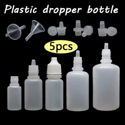 5PCS 5m 10ml 15ml 20ml 30ml 50ml 100ml Empty Plastic Squeeze Eye Juice Liquid Dropper Bottles Refillable Container with CRC Cap