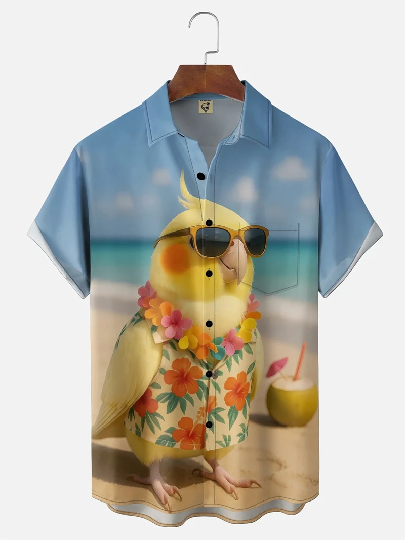 

Cartoon Funny Parrot 3d Print Hawaiian Shirt For Men Women Fashion Casual Beach Shirts Hawaii Blouse Vocation Button Up Shirts