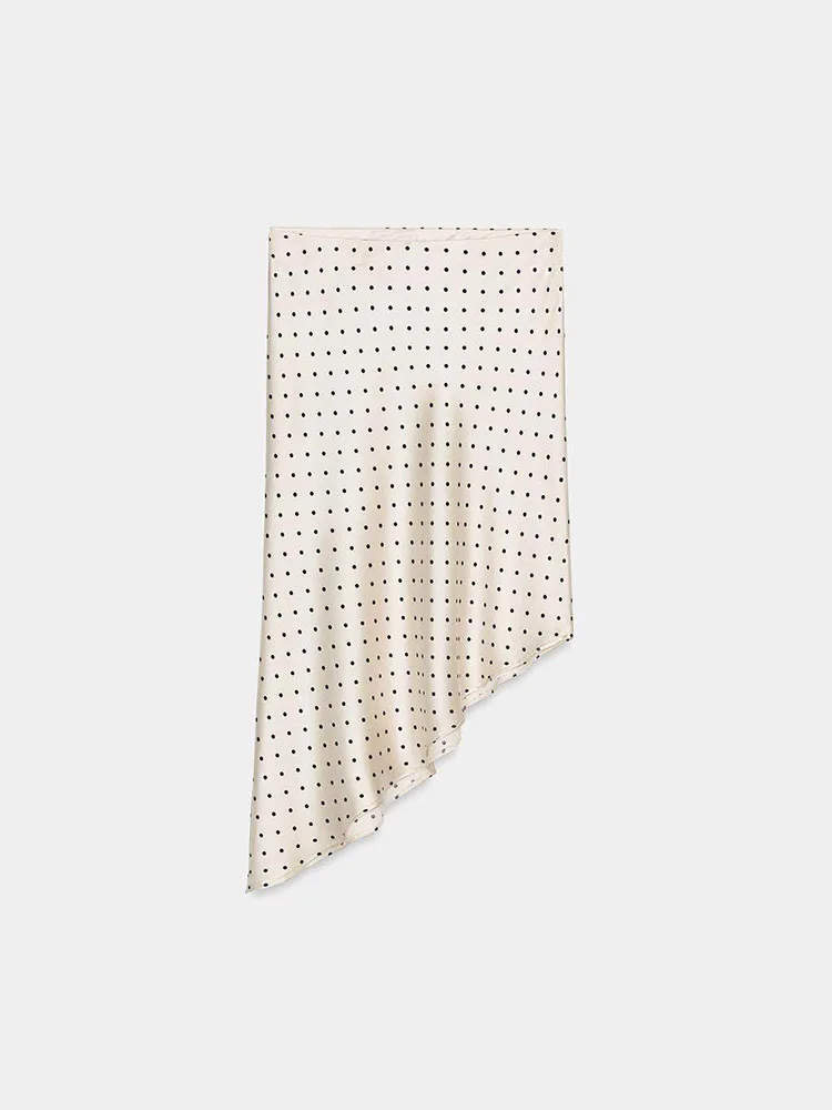 

Spring 2026 Women's Faion Sweet Personali Polka Dot Asymmetric Silk Satin Skirt New Arrival Ethnic Stage Costume