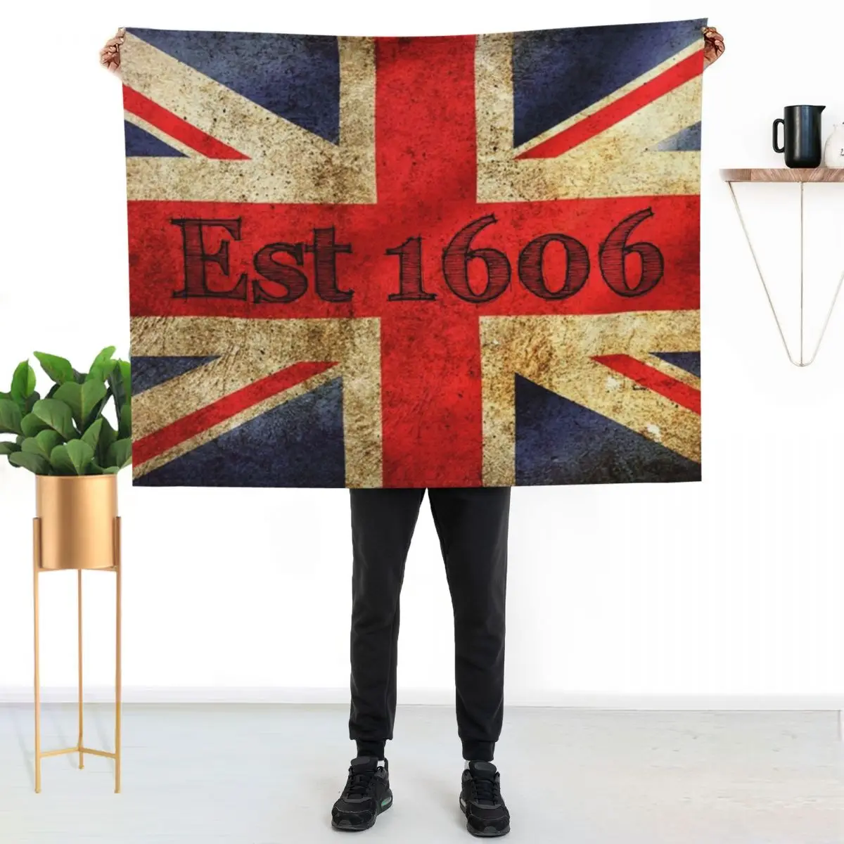 Vintage Union Jack Throw Blanket Stylish Decor Blanket Gift for Friends Roommate