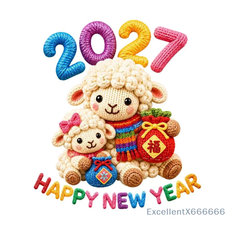 Imitation Knit Sheep Window Sticker 2027 New Year Lamb Decal Easy to Remove for Christmas Holiday Party Decoration