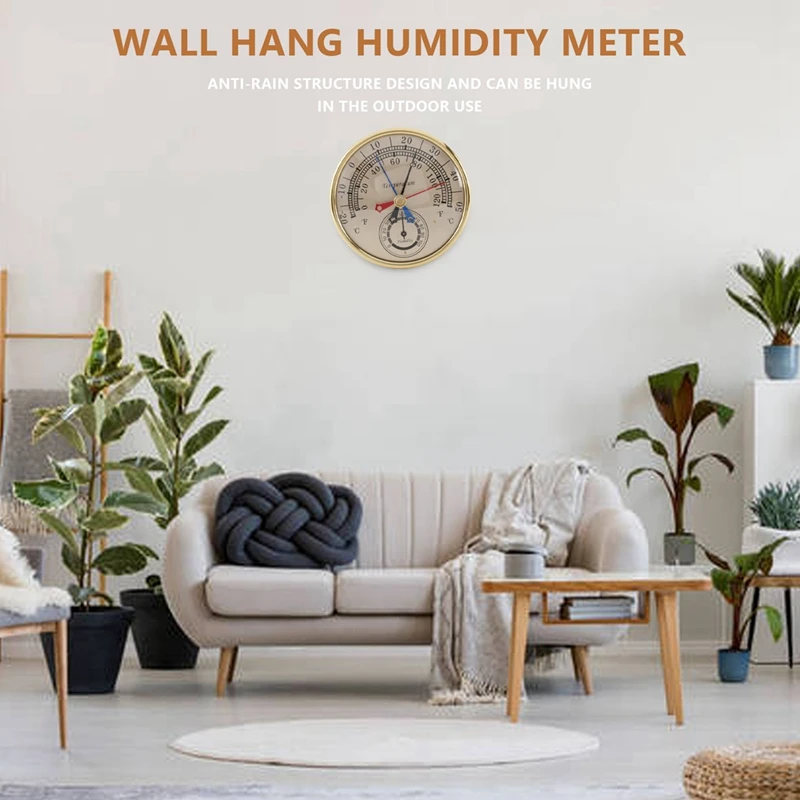 5Inch Min Max Thermometer Hygrometer Wall Mount Wall Hang Analog Indoor Outdoor Anti Rain Temperature Humidity Meter