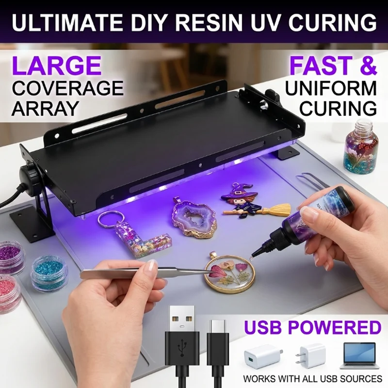 50/96/144 LED UV Resin Curing Light with Portable DIY Box Fast Curing for Epoxy Resin Jewelry Craft Mold Making for Home Studio