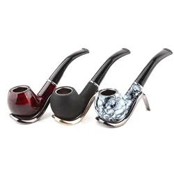 Classic High Quality Wood Grain Smoking Tobacco Pipe Resin Cigar Pipes Smoking Chimney Accessories Smoke Mouthpiece