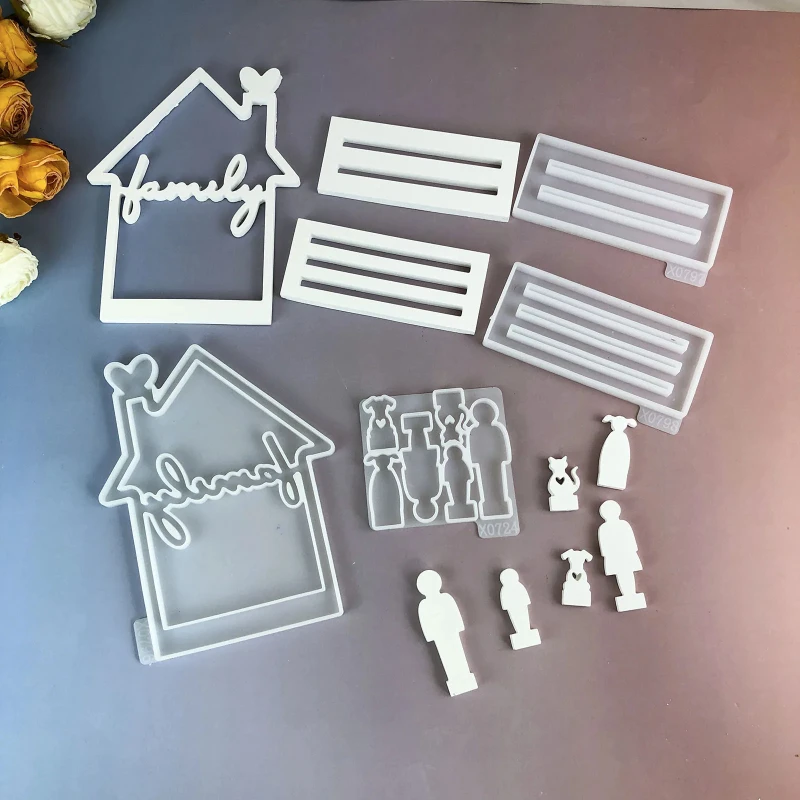 

Семья из трех ароматерапевтических свечей, силиконовая форма из смолы с котом, собакой, сделай сам, дом, гипсовый орнамент, украшение для дома, подарки