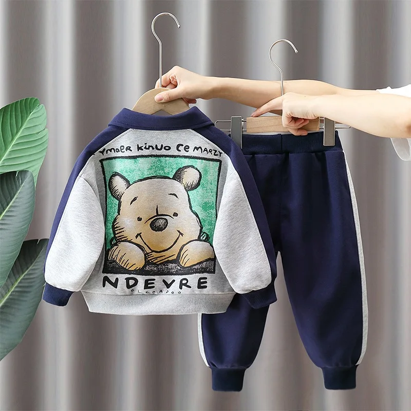 Spring Autumn Boy Sports Set Kids Casual Costume Teenager Tracksuits Fashion Outfits Children Cartoon Sweatshirt+Pants 2Pcs Suit