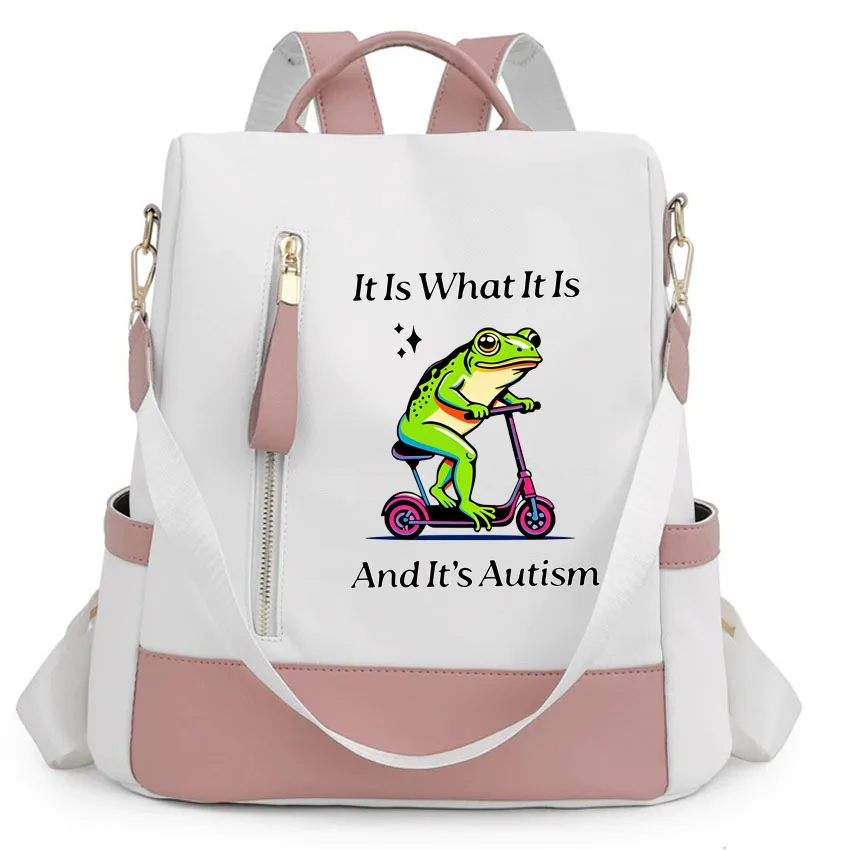 

Funny Frog Printed Casual Backpack Women Black Waterproof School Bags Teenage Girls High Quality Fashion Travel Female Packbag