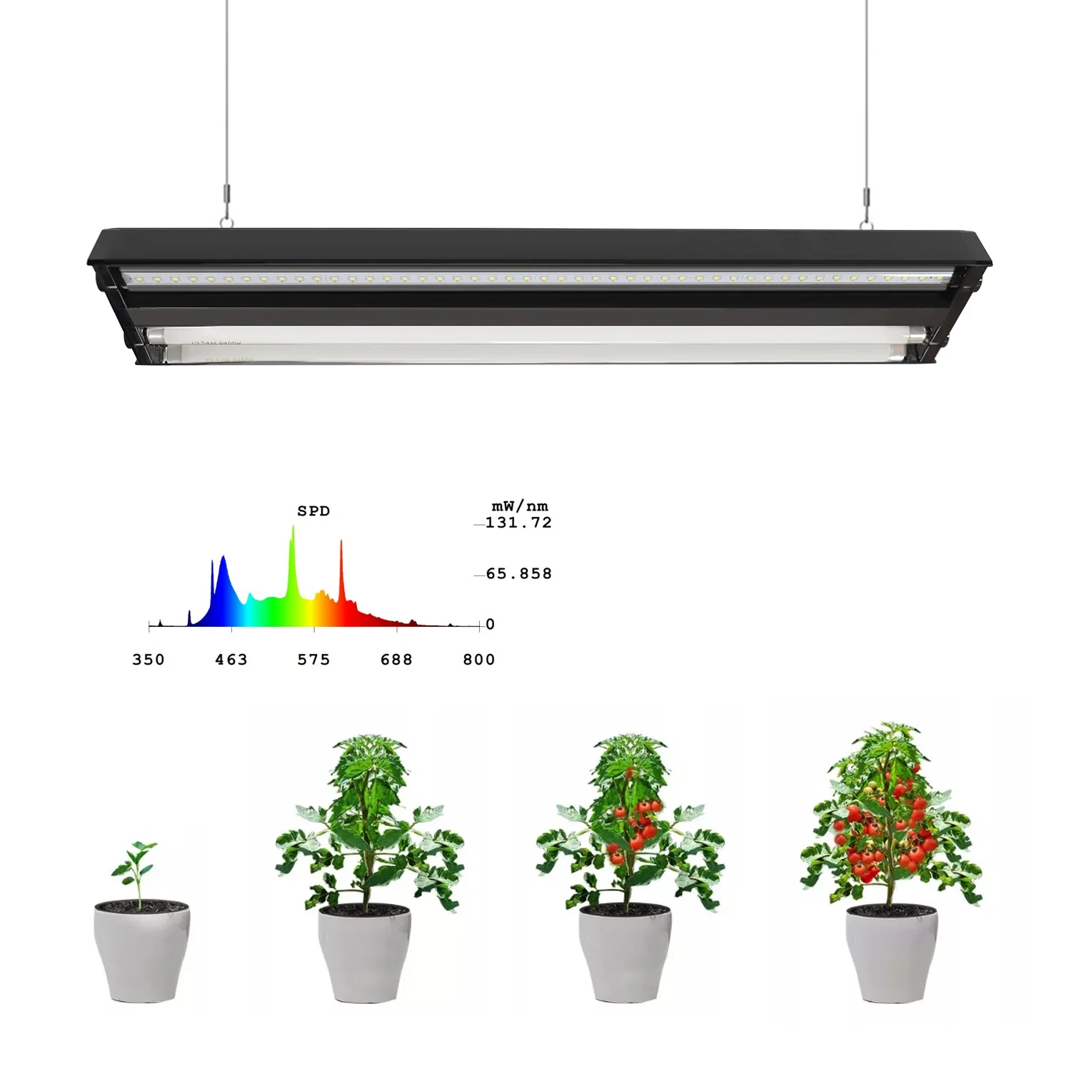 Hydroponics Equipment 2 Bulbs Grow Tube LED Light And T5 High Output Fluorescent Plant Lamp Fixtures