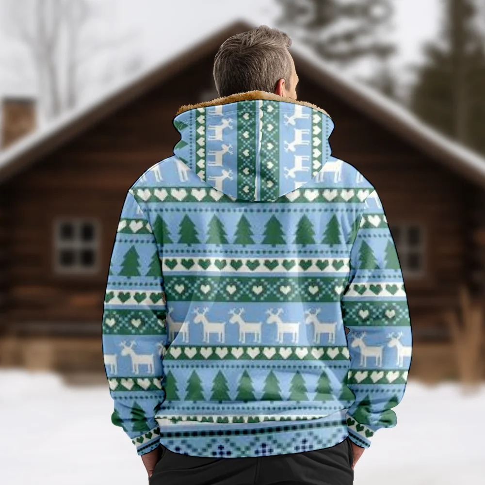 Abrigos de chaquetas de invierno para hombre, abrigo informal de algodón con patrón azul de Reno de Navidad, abrigo impermeable para fiesta Vintage