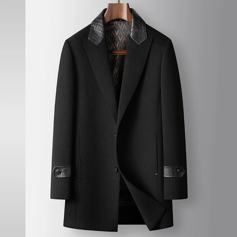 

Высокое качество 2025, зимние мужские утепленные шерстяные пальто, деловая повседневная одежда, пальто с подкладкой из гусиного пуха, теплые шерстяные ветровки, куртки