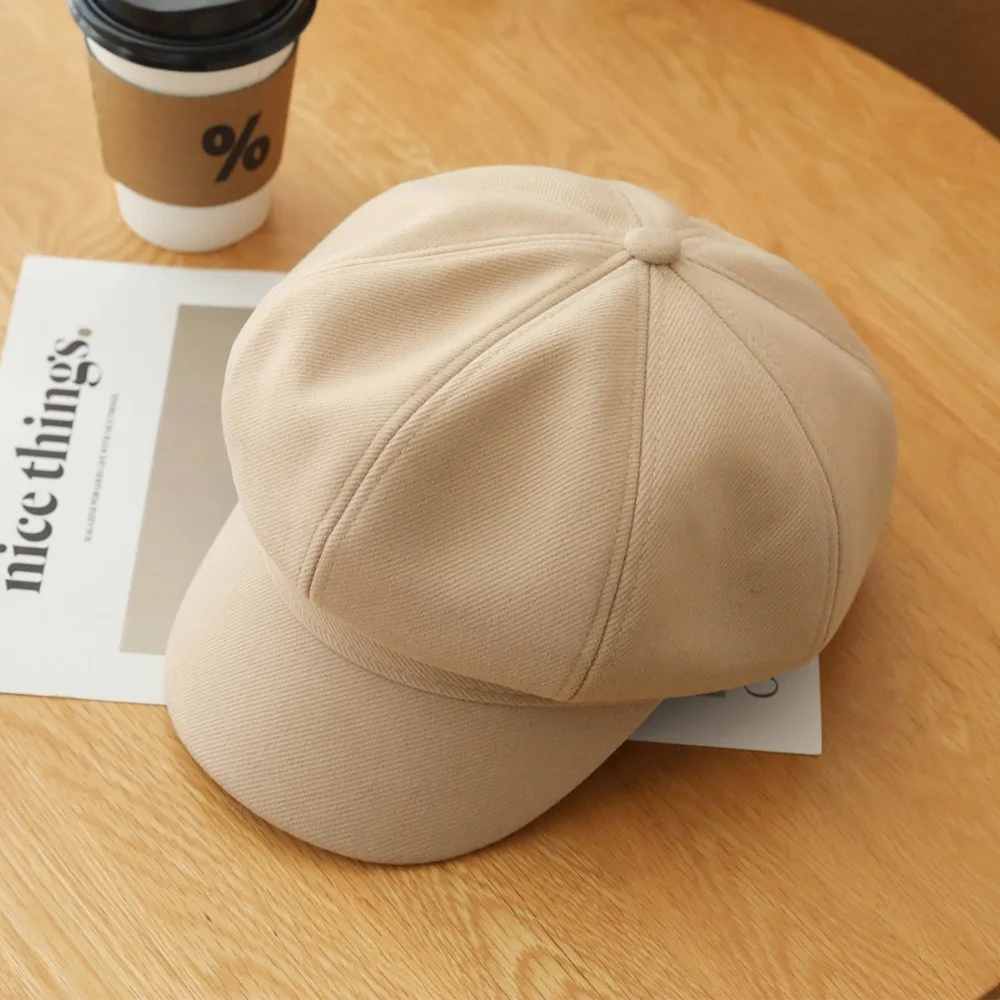 

Casual Duck Tongue Retro Berets Hat Solid Color JK Vintage Newsboy Cap Octagonal Y2k Painter Cap Female