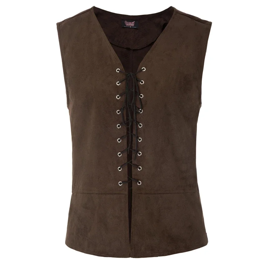 Chaleco Medieval Punk para Hombre, Disfraz Renacentista Steampunk, Top con Vendaje, Abrigo Retro Gótico, Chaleco de Caballero Ajustado