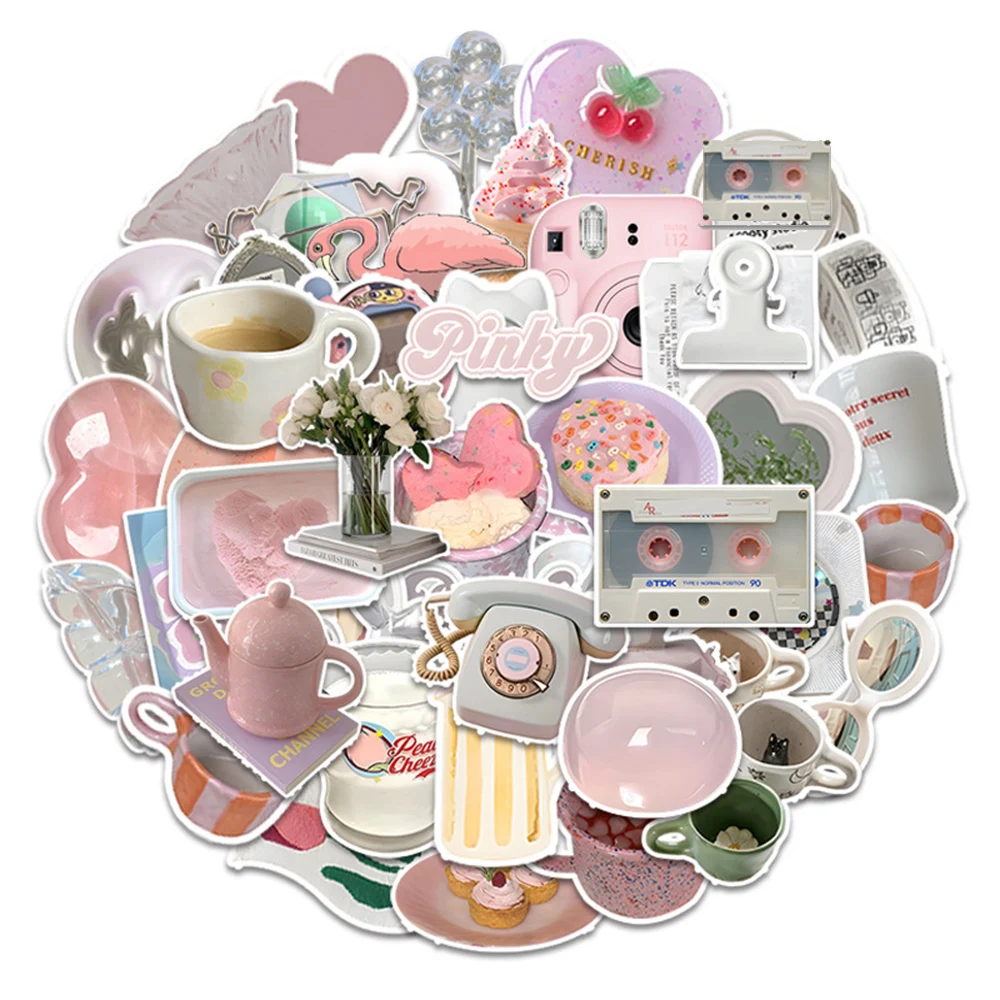 10/30/50 stücke ins Stil rosa ästhetische Cartoon Aufkleber Aufkleber dekorative Scrap booking Telefon Fall Laptop künstlerisch kawaii Aufkleber Spielzeug