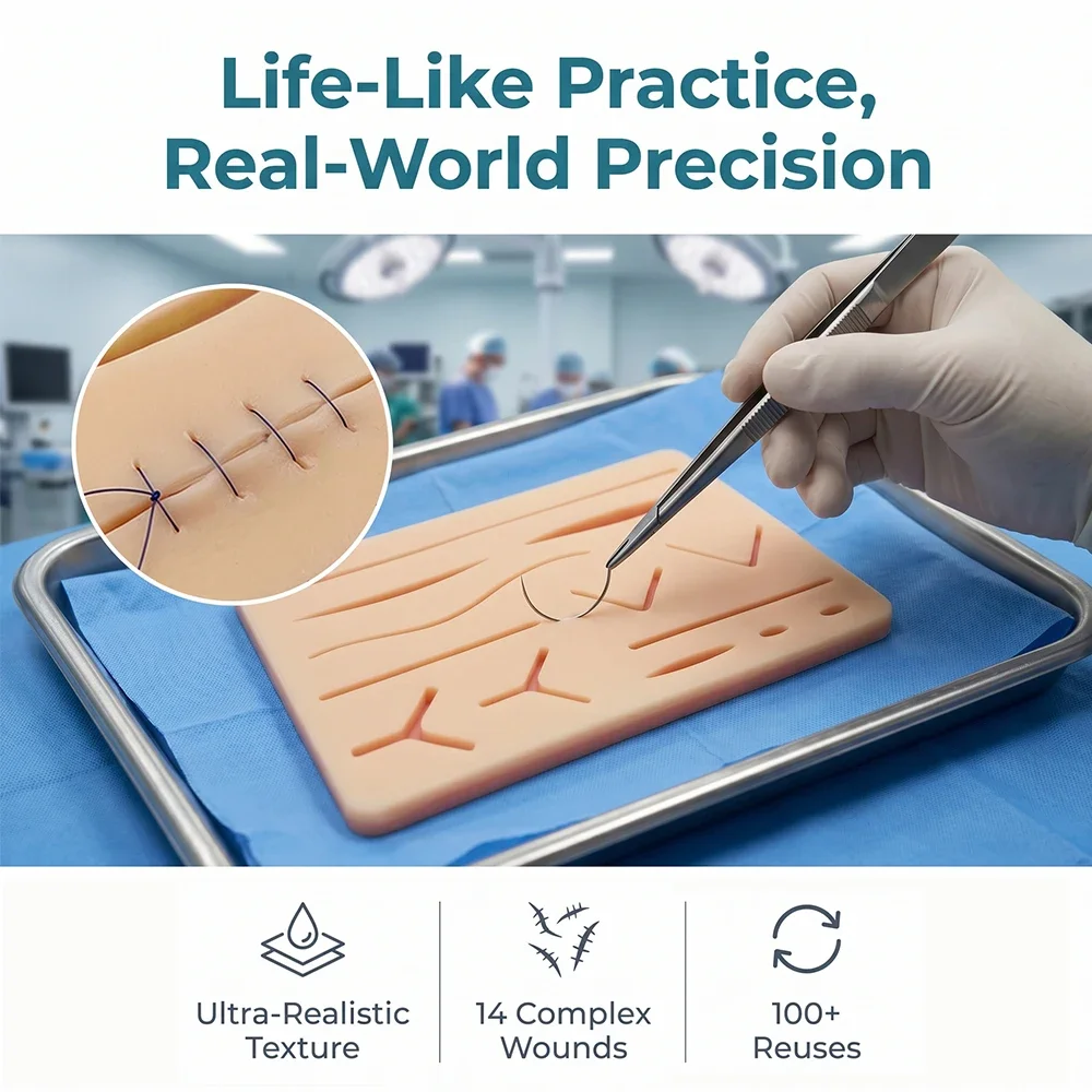 5pcs L/S Silicone Skin Suture Pad With Wound Reusable Simulation Traumatic Surgical Suture Practice Training Teaching Model