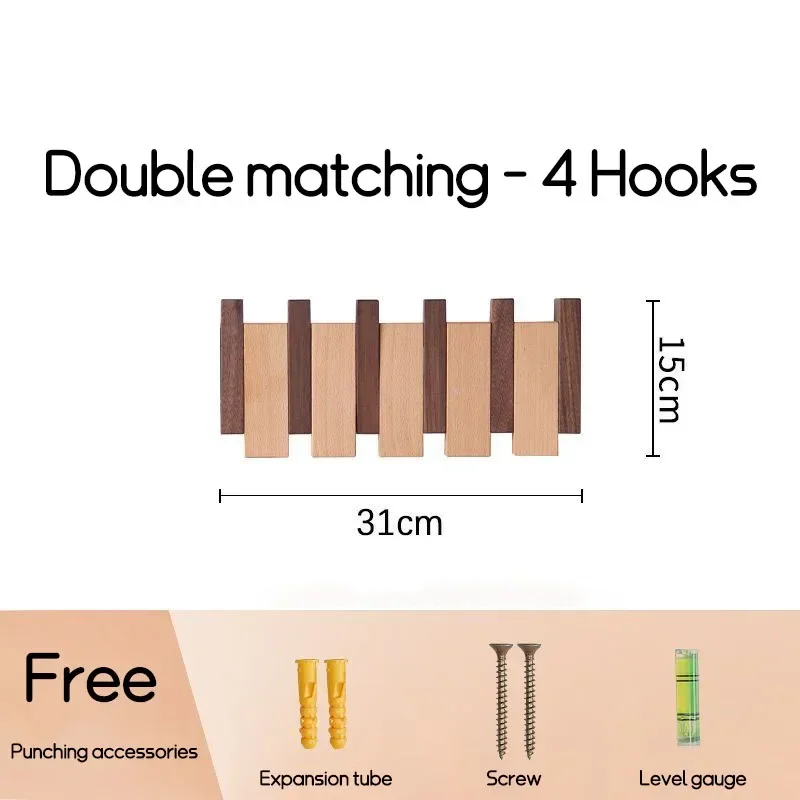 Wandmontage Zwarte Walnoot Kapstok Massief Houten Kledinghaak Dropshipping Ingangsdeur Hanger Kapstok Home Decor Ds Meubels