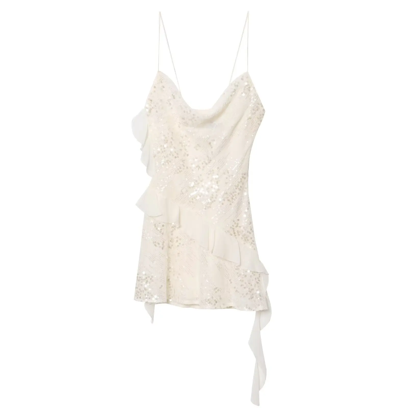 Vestido Curto E JNLEAOG, Novo Design de Moda Fena para o Outono, Camadas Decorativas com Contas, Casual de Verão, ...