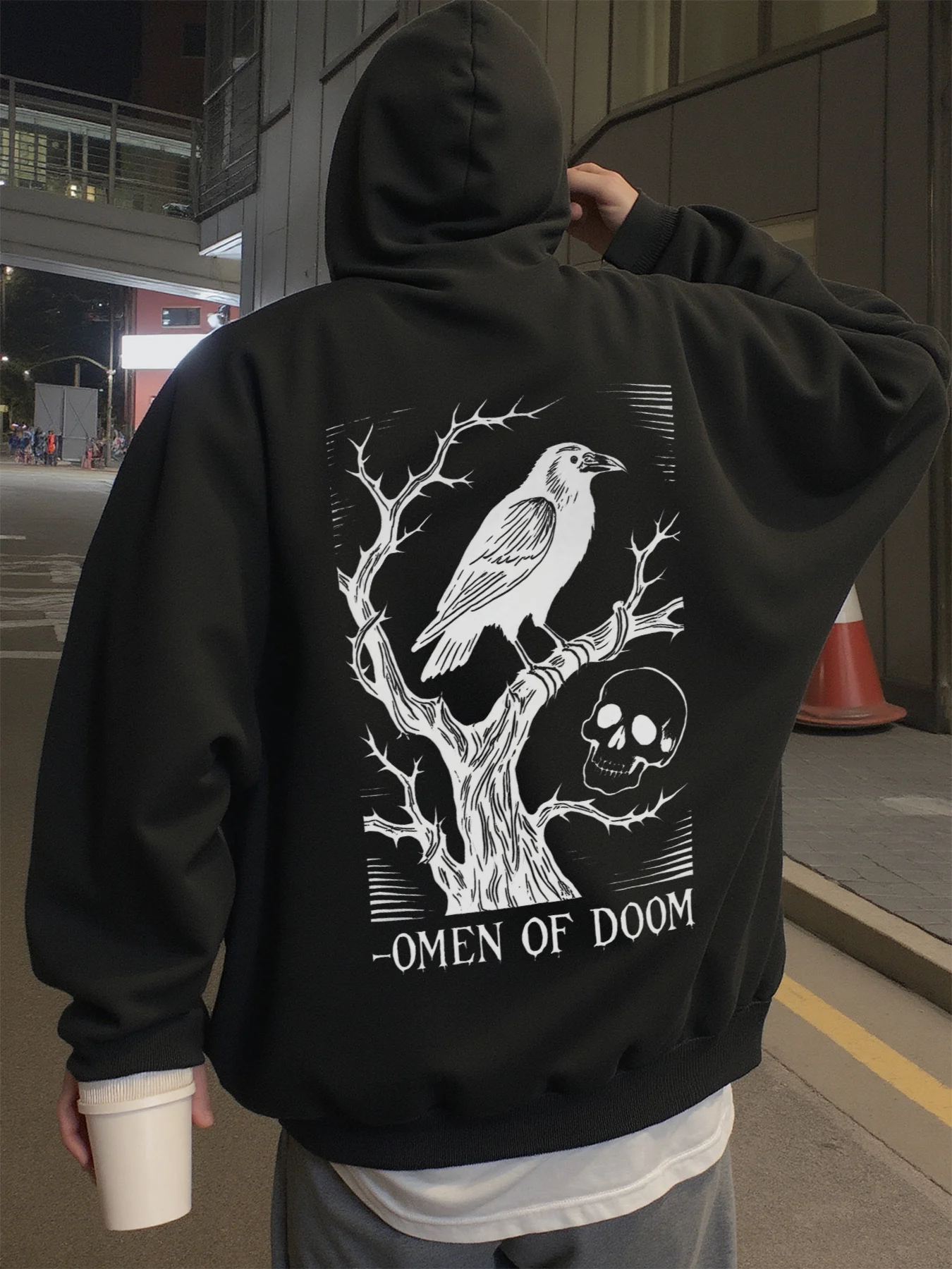 Hoodie for Men Streetwear, Omen of Doom Design Graphic Hoodies for Men, Suitable for Wearing in Spring, Autumn, and Winter
