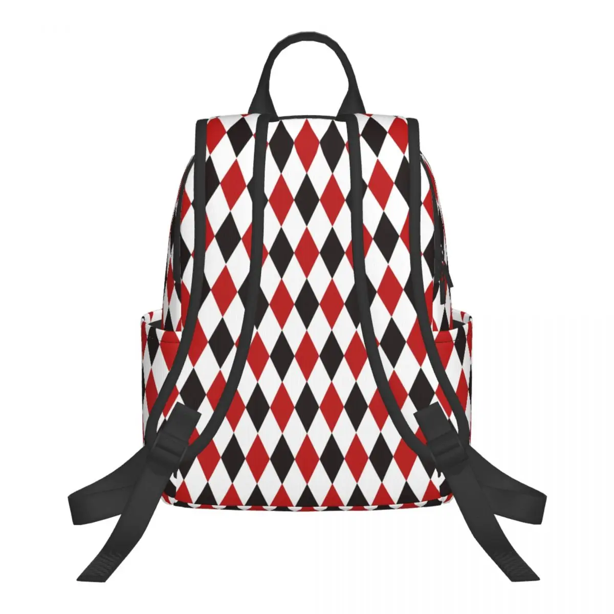 Harlequin Plaid Playing Cards Diamond Student Backpack School Bag Hiking Travel Daypack for Men Women Bookbag Shoulder Bags