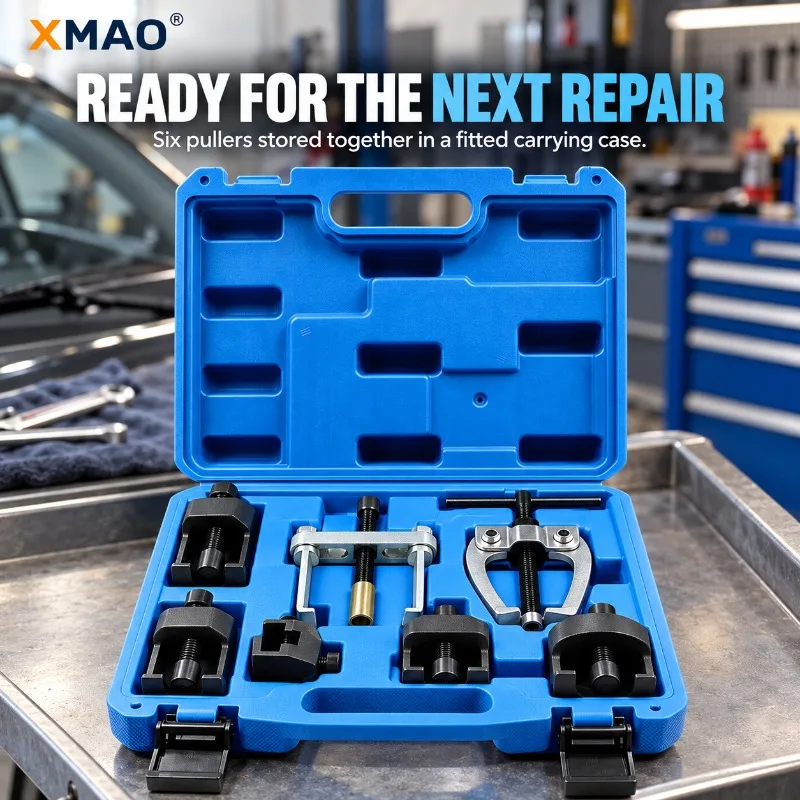 6-Piece Car Wiper Arm Removal Kit, Windshield Wiper Puller Tools with Threaded Screws, Brass Protective Cap and Carrying Case