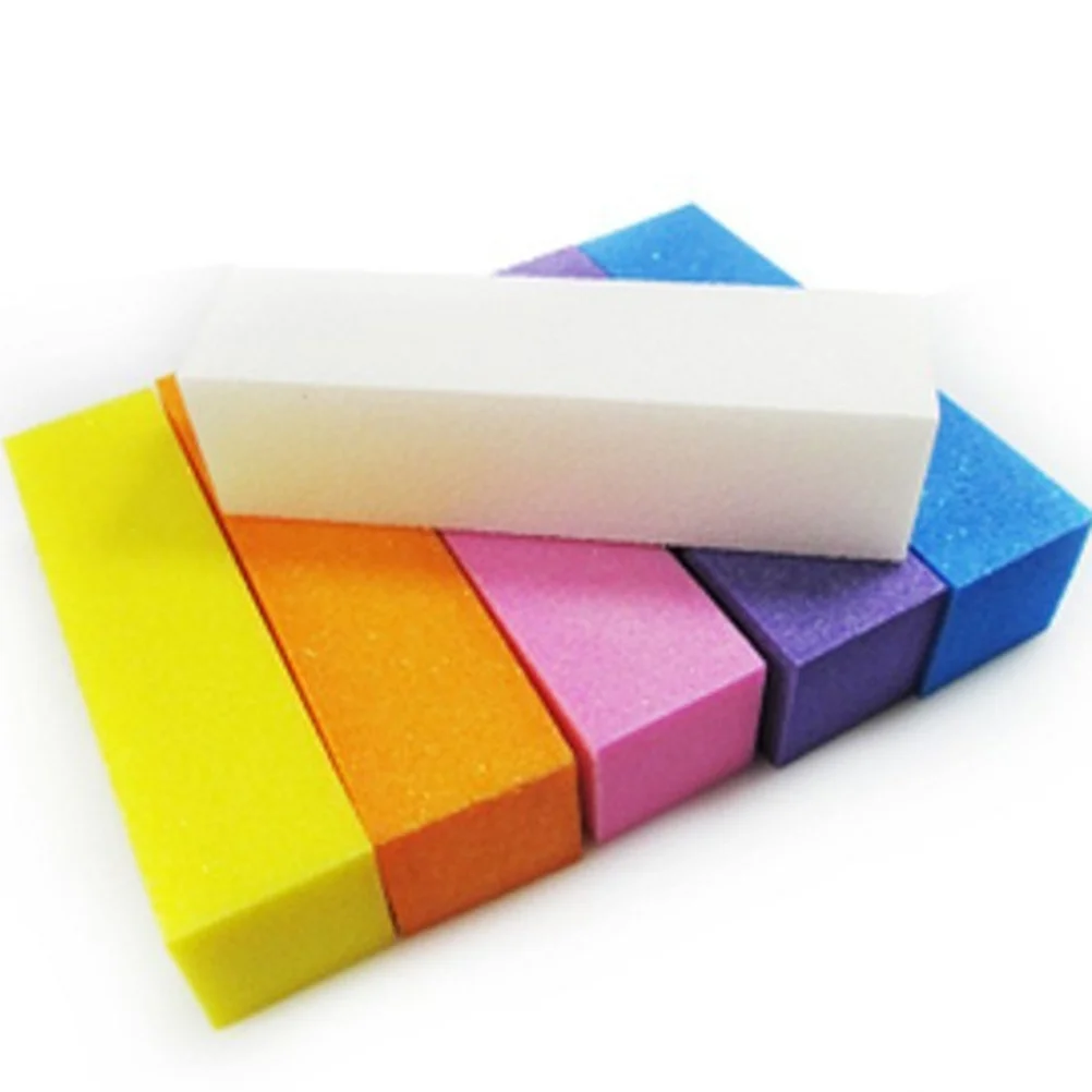 5pcs Nail Buffer Blocks 9.5X2.5X2.5Cm Sponge Nail File For Manicure Pedicure Care Durable Washable All-Sided Lightweight Tool