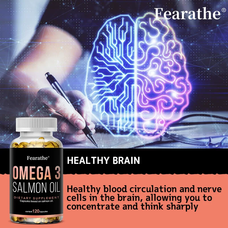 كبسولات زيت السمك أوميغا 3 - مكمل زيت السلمون النقي غني بـ EPA وDHA - يعزز صحة المفاصل والعين والجلد ودعم المناعة