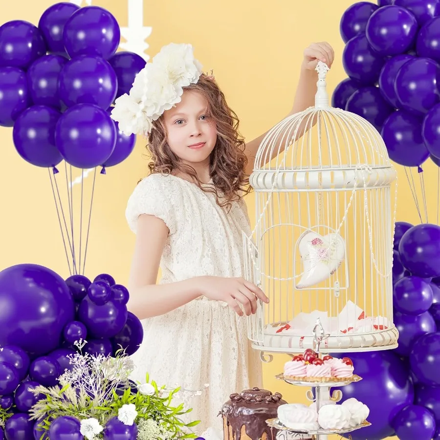 ลูกโป่งสีม่วงเข้ม 114 ชิ้น ขนาด 18, 12, 10 และ 5 นิ้ว แพ็คสำหรับตกแต่งงานปาร์ตี้วันเกิด ฮาโลวีน งานแต่งงาน สไตล์โบโฮ รุ่น L