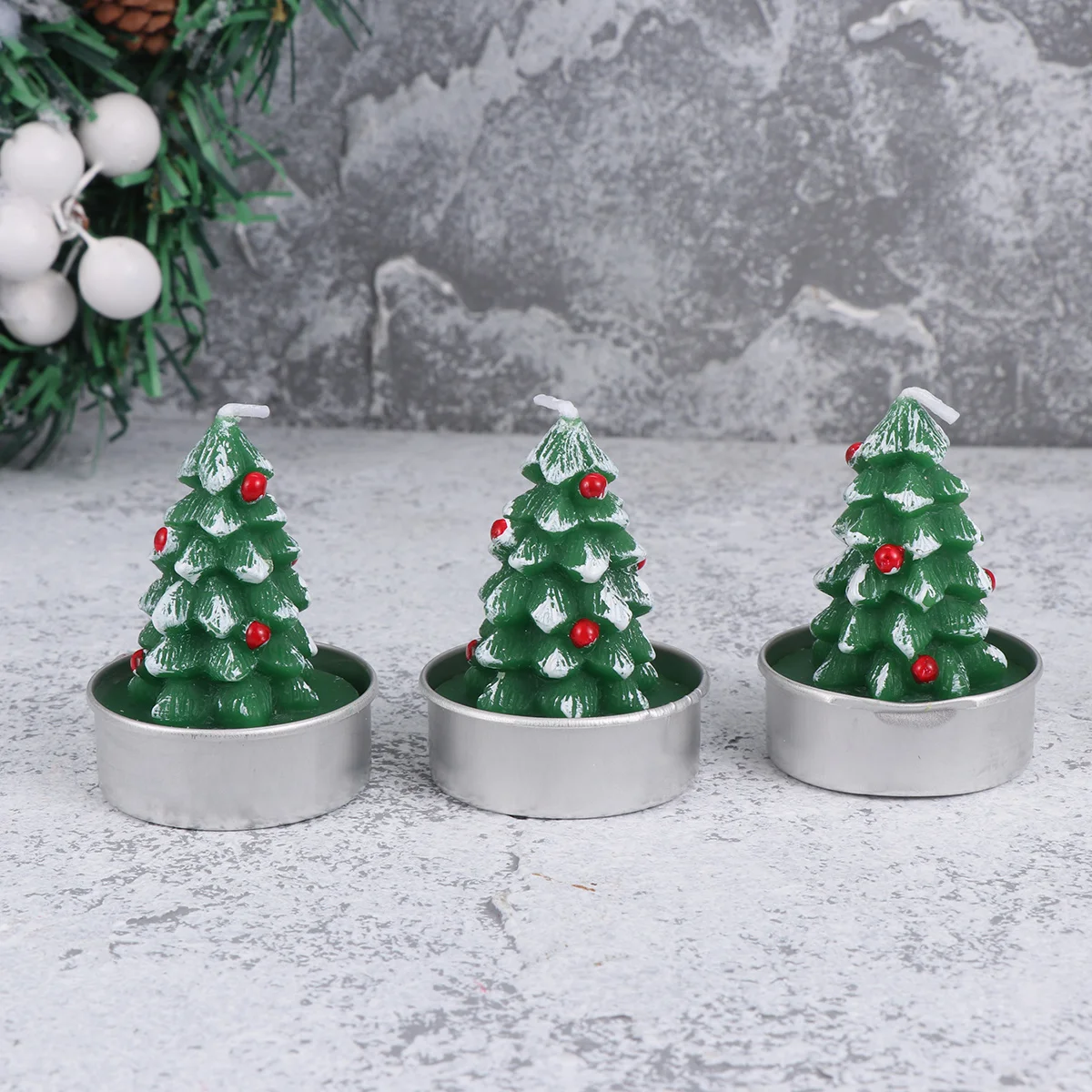 

3pcs Christmas Candles For Cake Decoration Paraffin Wax Party Cupcake Ornament Wedding Holiday Event Decor