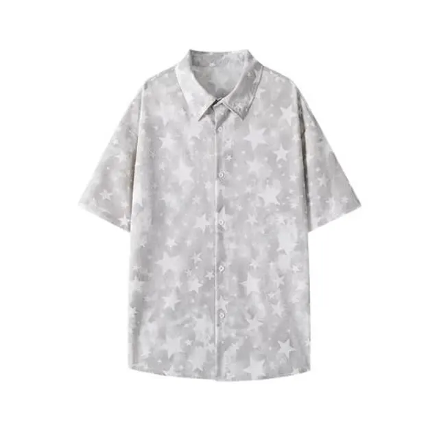 

Laid-back Fashionable Shirt Mr. WH Trendy Artistic Japanese Harajuku Simple Elegance Popular Loose Polyester Fiber Short Slee...