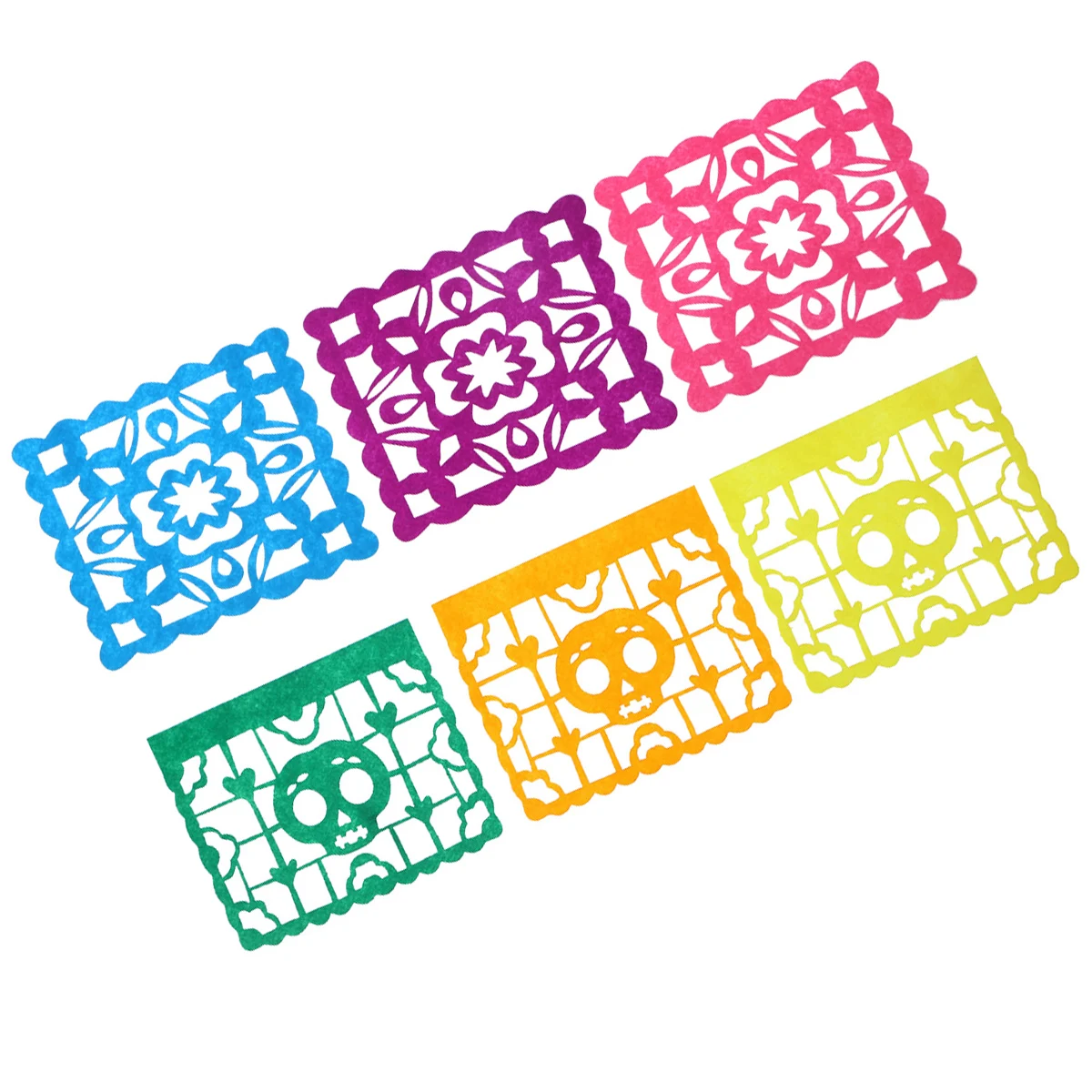 

6pcs Skull Pattern Banner Multi-Colored 6 Panels Non-Woven Festive Party Decoration Cinco De Mayo Wedding Holiday