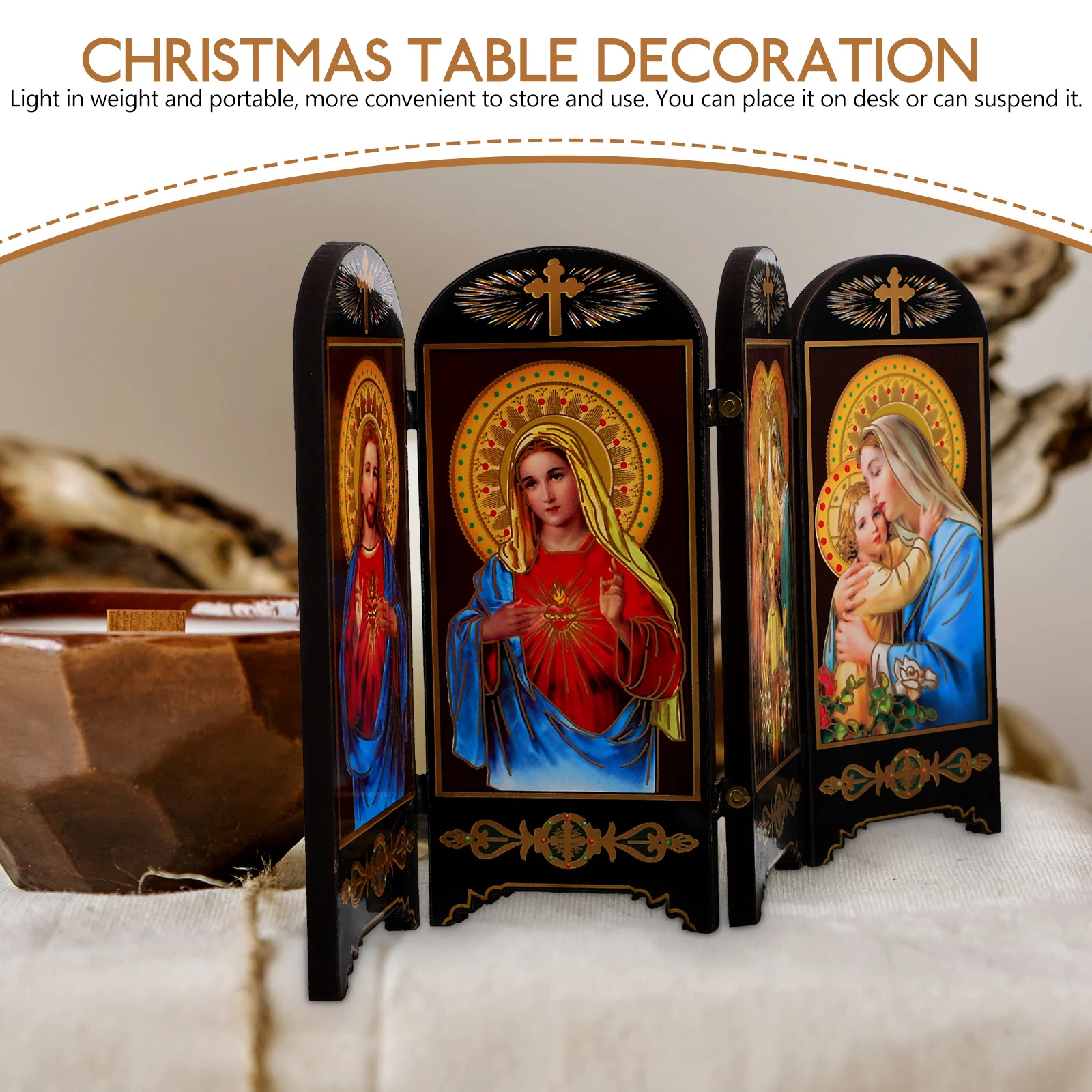 Decoración del hogar, adorno de catolicismo, placas de madera religiosas navideñas, decoración de la Virgen María, Biblia