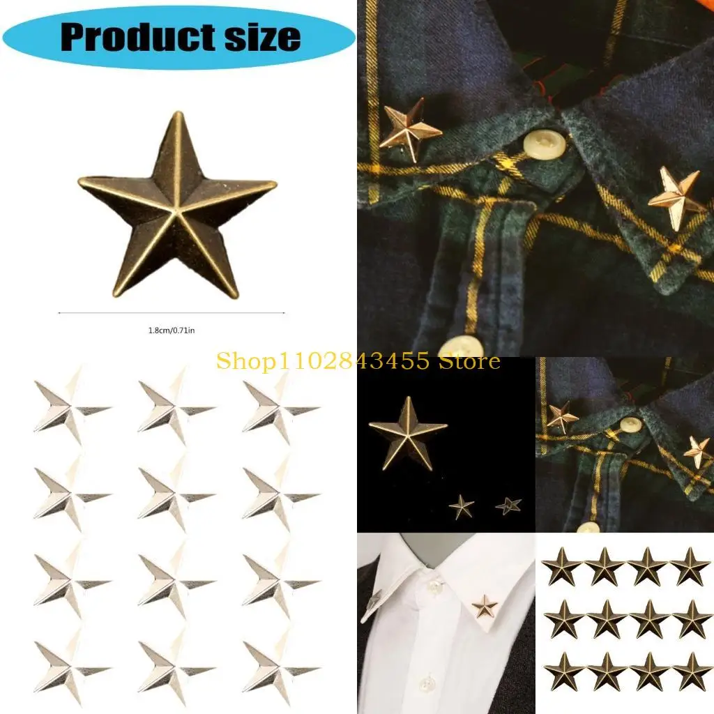 

49MC 12pcs Trendy Five Pointed Star Collar Brooches Badge Retros Pin Unique Brooch for Trendsetters and Fashion Enthusiasts