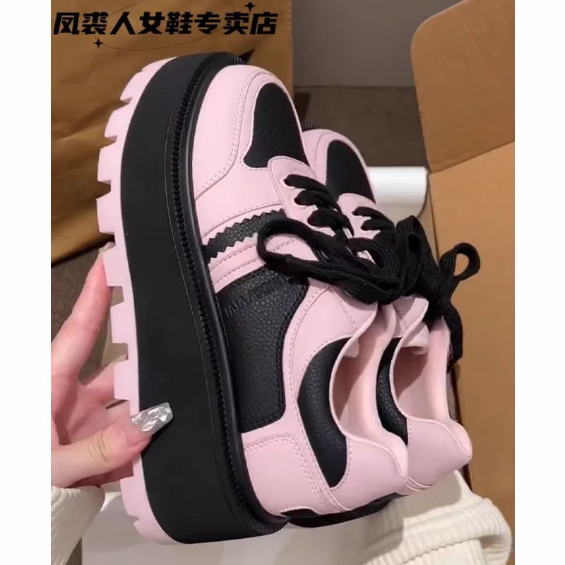 Pink Platform Sneakers 7cm Women Shoes Spring Summer Casual Vintage Kawaii Vulcanize Korean Fashion Footwear