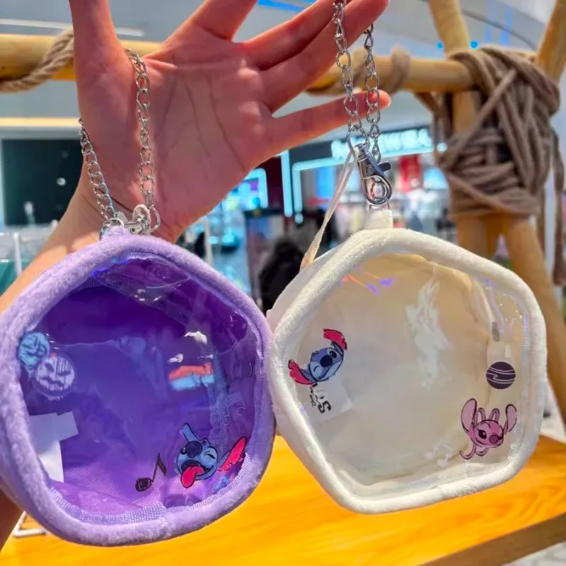

Disney Stitch Anime Bag Pendant Accessories Cute Fashion Transparent PVC Doll Storage Bag Student Backpack Pendant Girls Gifts