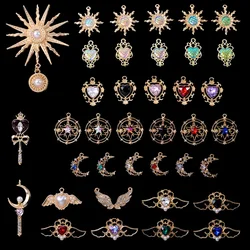 10 Pcs Alloy Star Moon Pendant Magic Scepter Creative Rhinestone Button Crafts Ornaments Earrings Choker DIY Jewelry Accessories