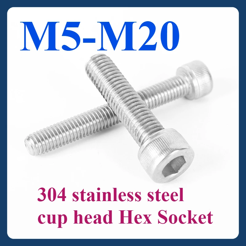 

M5 M6 M8 M10 M12 M14 M16 M20 Multiple specifications 304 Stainless Steel Vibration-Resistant Hex Socket Screws (1~200pcs)