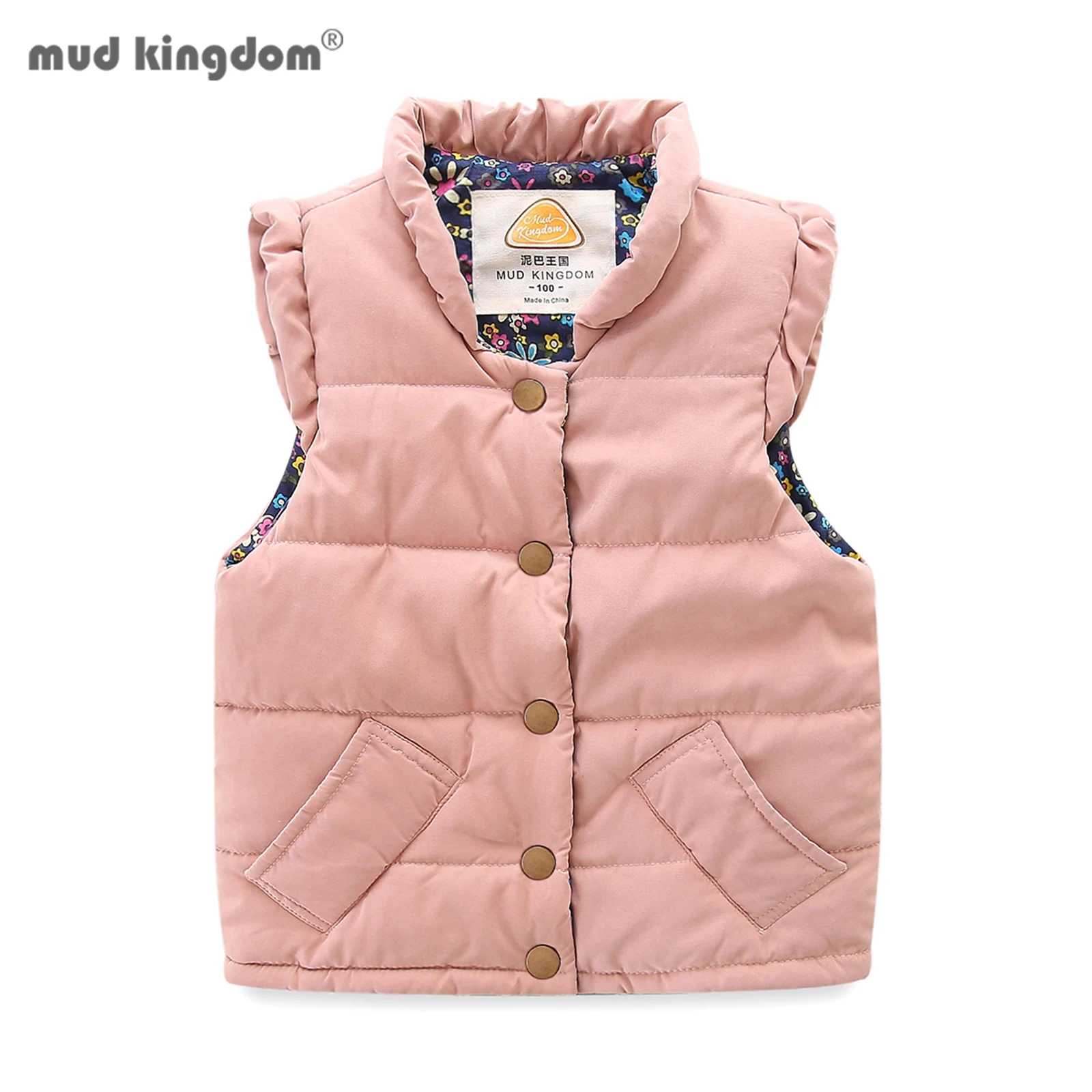 Mudkingdom Lightweight Girls Vest Jacket Snap Button Down Girls Sleeveless Outerwear Winter Waistcoat Girls Gilet Puffy Coats