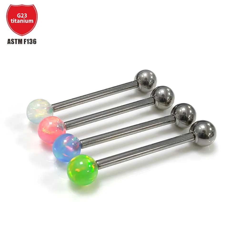 F136 Titanium Aurora Jelly Auburn Single Head Straight Rod Tongue Stud Fashion Ear Bridge Ear Bone Nail Body Piercing Jewellery