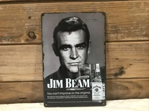 Jim Beam Sean Connery 007 Vintage AD Tin Metal sign 8