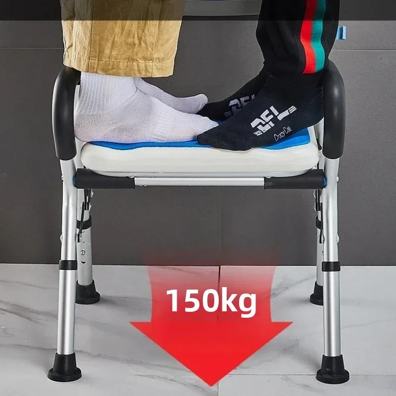 Foldable Shower Chair for Elderly Pregnant Women Portable Non-Slip Bath Seat Alloy Lightweight Adjustable Bathroom Chair
